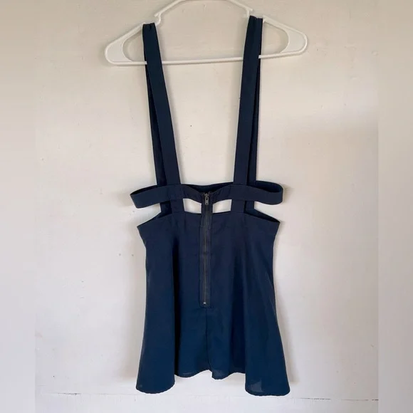 Sparkle & Fade Navy Blue Caged Suspenders Skirt Urban Outfitters Overwear Size 4 - Picture 5 of 8